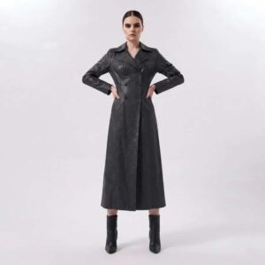 Alternative view of Women's Black Leather Long Maxi Coat