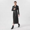 Women's Black Leather Long Maxi Coat