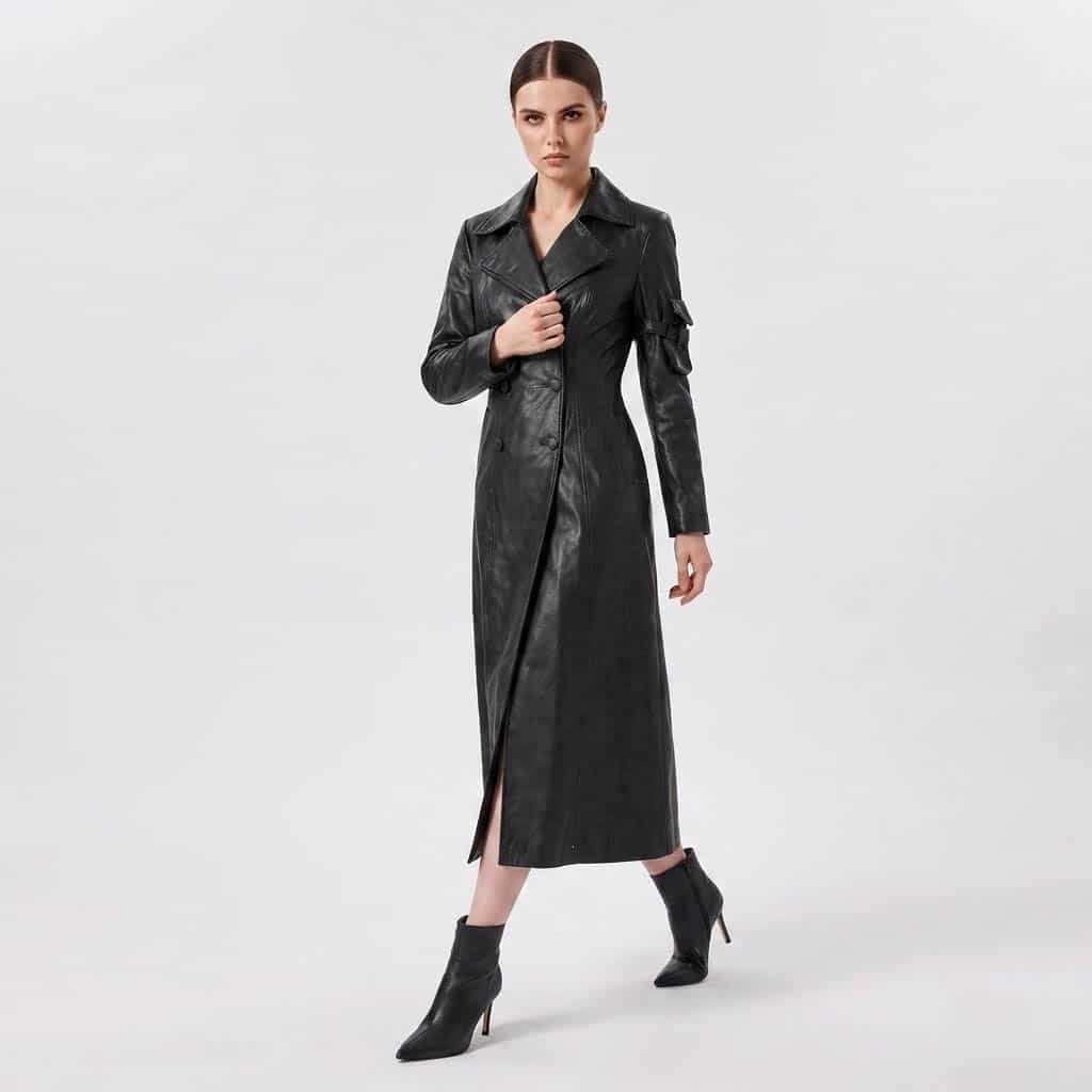 Women's Black Leather Long Maxi Coat Women's Black Leather Long Maxi Coat